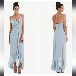 Thread Ruffle-Trimmed V-Neck High Low Wrap Dress In Willow Women's 16 NWT